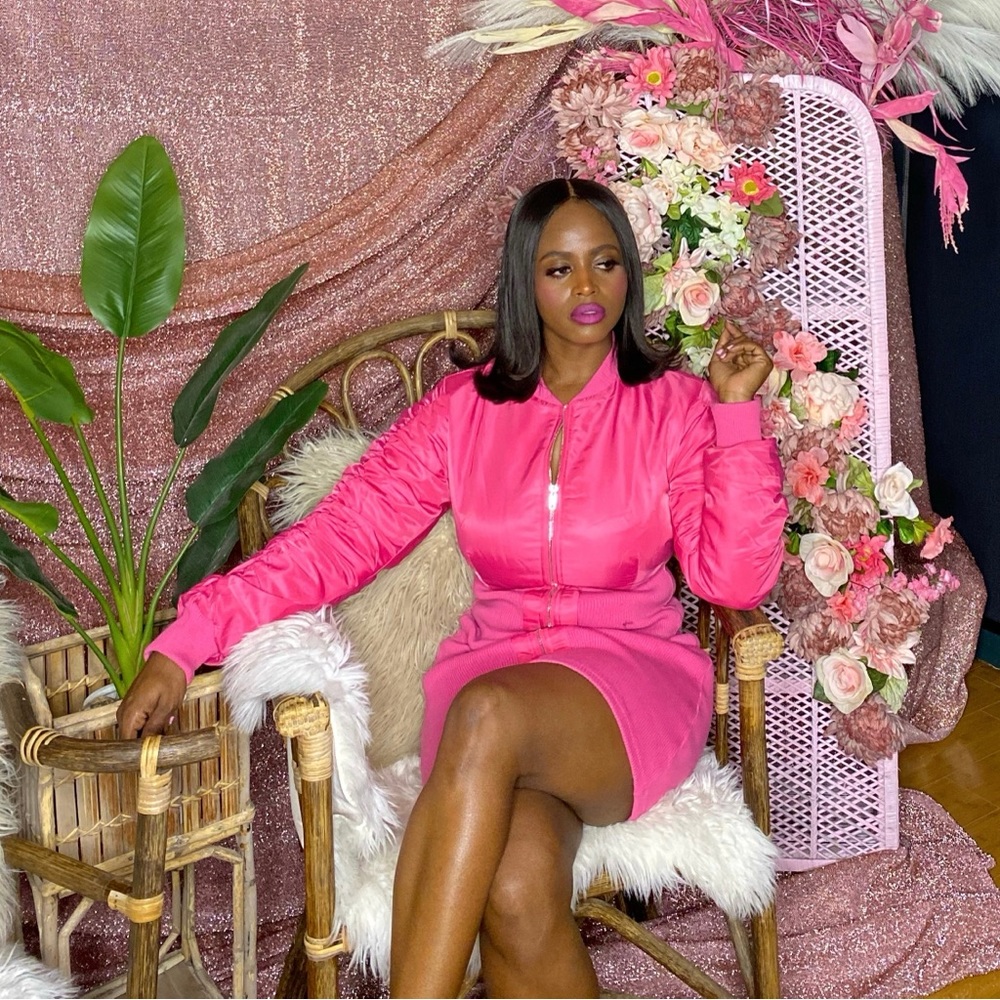 Pink Cowgirl Bomber Bodycon Dress